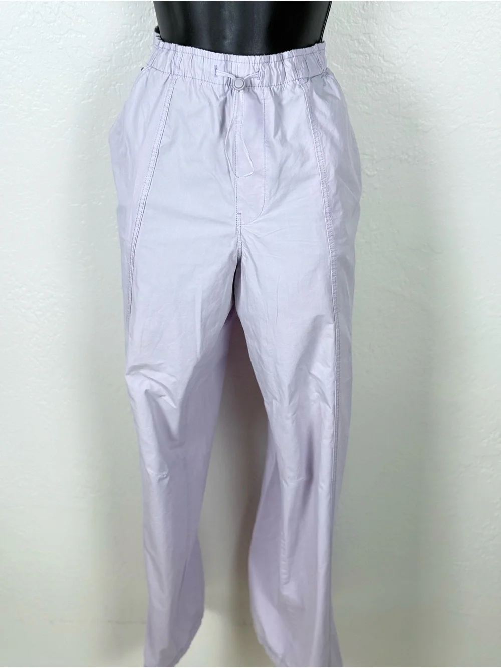 ZARA Lilac Cotton Parachute Cargo Pants Elastic Drawstring M Y2K Gorpcore Casual